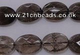 CSQ210 13*18mm faceted oval grade AA natural smoky quartz beads