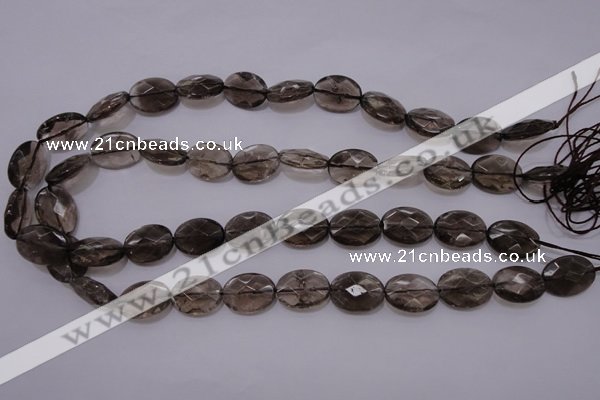 CSQ210 13*18mm faceted oval grade AA natural smoky quartz beads