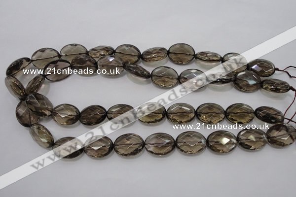 CSQ211 15*20mm faceted oval grade AA natural smoky quartz beads