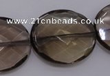 CSQ215 25*30mm faceted oval grade AA natural smoky quartz beads