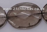 CSQ216 30*40mm faceted oval grade AA natural smoky quartz beads