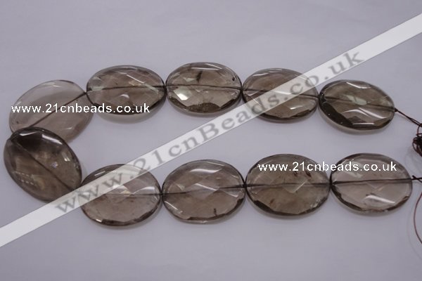 CSQ216 30*40mm faceted oval grade AA natural smoky quartz beads