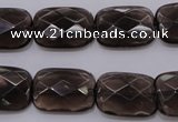 CSQ225 13*18mm faceted rectangle grade AA natural smoky quartz beads