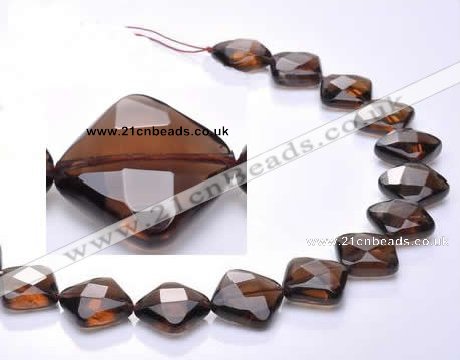 CSQ23 AB grade 16*16mm faceted rhombic natural smoky quartz bead