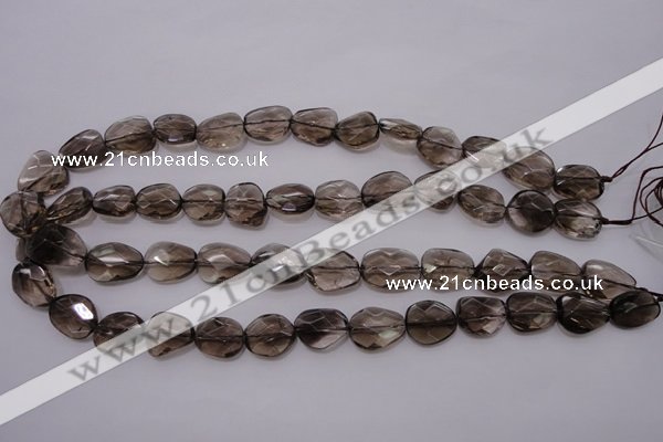 CSQ233 13*16mm faceted freeform grade AA natural smoky quartz beads