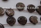 CSQ237 12*12mm faceted briolette grade AA natural smoky quartz beads