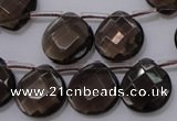 CSQ238 15*15mm faceted briolette grade AA natural smoky quartz beads