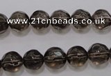 CSQ240 15.5 inches 10mm faceted round grade AA natural smoky quartz beads