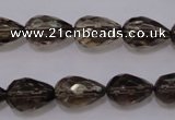 CSQ243 10*14mm faceted teardrop grade AA natural smoky quartz beads