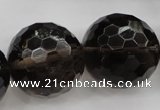 CSQ248 15.5 inches 25mm faceted round grade AA natural smoky quartz beads