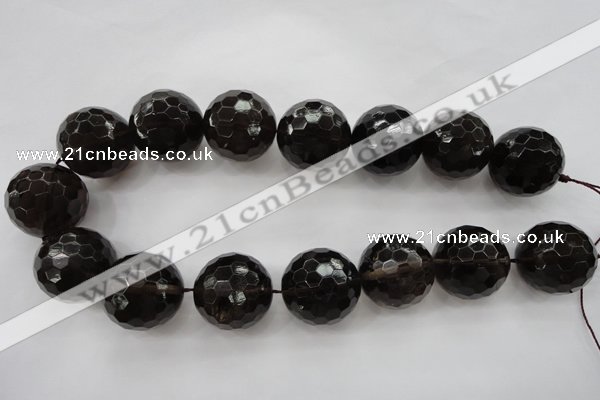 CSQ248 15.5 inches 25mm faceted round grade AA natural smoky quartz beads