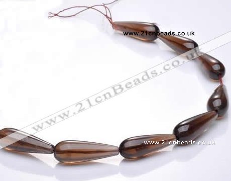 CSQ26 10*30mm teardrop AB grade natural smoky quartz beads