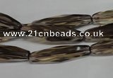 CSQ260 15.5 inches 8*28mm faceted rice natural smoky quartz beads