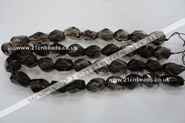 CSQ265 15.5 inches 15*20mm faceted nuggets smoky quartz beads