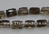 CSQ270 15.5 inches 8*10mm faceted rectangle smoky quartz beads