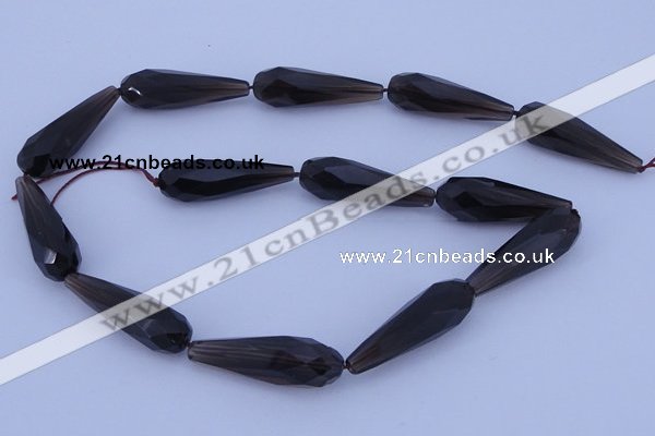 CSQ28 10*30mm faceted teardrop AB grade natural smoky quartz beads