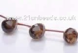 CSQ33 Top drilled 10*14mm faceted teardrop natural smoky quartz beads