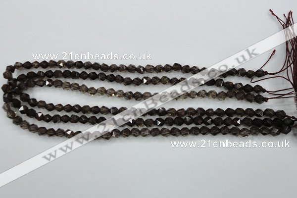 CSQ351 15.5 inches 6mm faceted nuggets smoky quartz beads