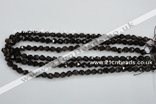 CSQ352 15.5 inches 8mm faceted nuggets smoky quartz beads