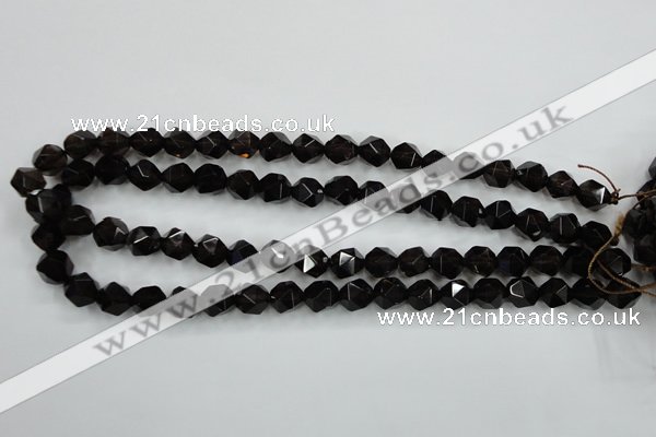 CSQ353 15.5 inches 10mm faceted nuggets smoky quartz beads