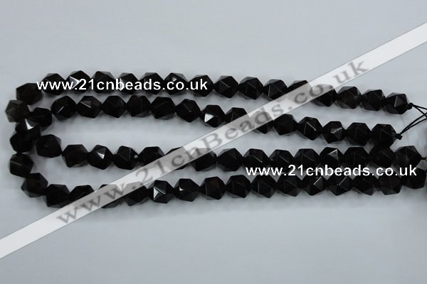 CSQ354 15.5 inches 12mm faceted nuggets smoky quartz beads