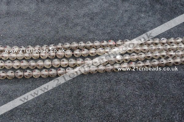 CSQ501 15.5 inches 6mm faceted round matte smoky quartz beads