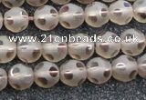 CSQ502 15.5 inches 8mm faceted round matte smoky quartz beads