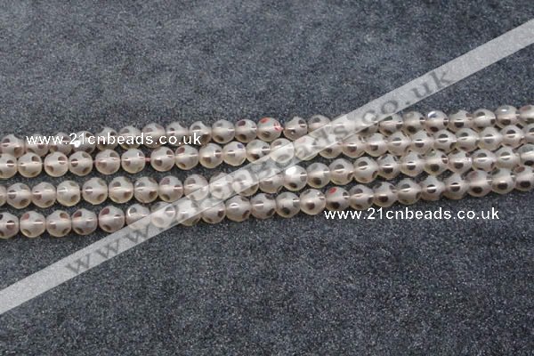 CSQ502 15.5 inches 8mm faceted round matte smoky quartz beads