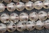 CSQ503 15.5 inches 10mm faceted round matte smoky quartz beads