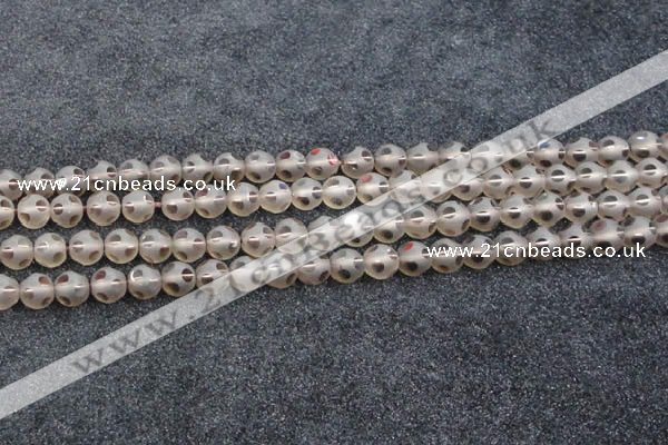 CSQ503 15.5 inches 10mm faceted round matte smoky quartz beads