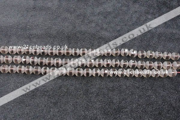 CSQ506 15.5 inches 6mm faceted round matte smoky quartz beads