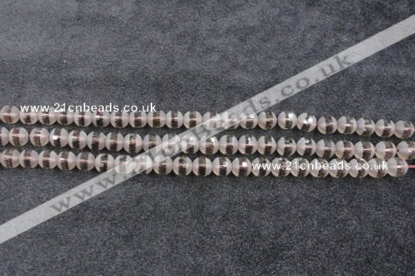 CSQ506 15.5 inches 6mm faceted round matte smoky quartz beads