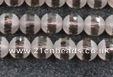 CSQ507 15.5 inches 8mm faceted round matte smoky quartz beads