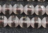 CSQ509 15.5 inches 12mm faceted round matte smoky quartz beads