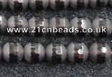 CSQ512 15.5 inches 8mm faceted round matte smoky quartz beads