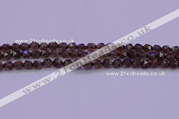 CSQ522 15.5 inches 8mm faceted nuggets smoky quartz beads