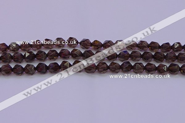 CSQ523 15.5 inches 10mm faceted nuggets smoky quartz beads