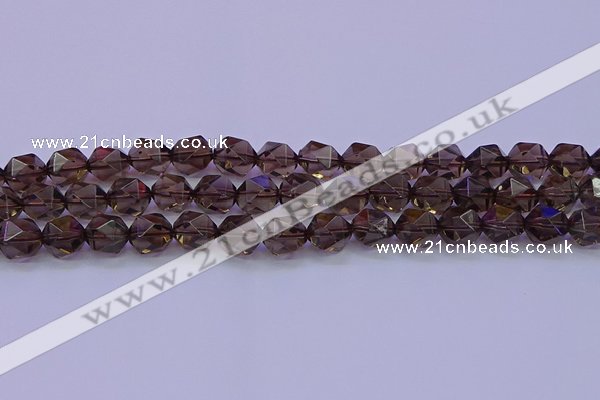 CSQ524 15.5 inches 12mm faceted nuggets smoky quartz beads