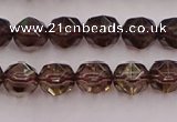 CSQ526 15.5 inches 6mm faceted nuggets smoky quartz gemstone beads