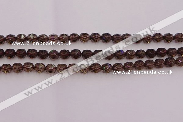 CSQ527 15.5 inches 8mm faceted nuggets smoky quartz gemstone beads