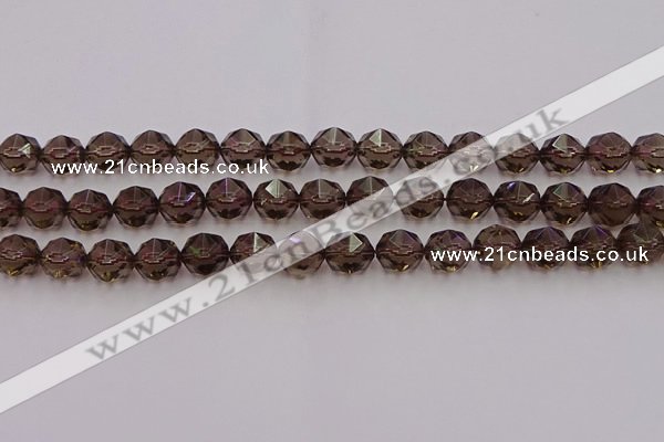 CSQ528 15.5 inches 10mm faceted nuggets smoky quartz gemstone beads