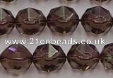 CSQ529 15.5 inches 12mm faceted nuggets smoky quartz gemstone beads