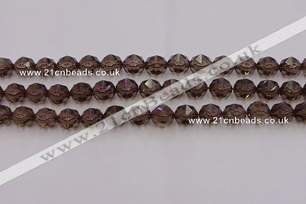 CSQ529 15.5 inches 12mm faceted nuggets smoky quartz gemstone beads