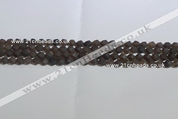 CSQ531 15.5 inches 6mm faceted nuggets matte smoky quartz beads