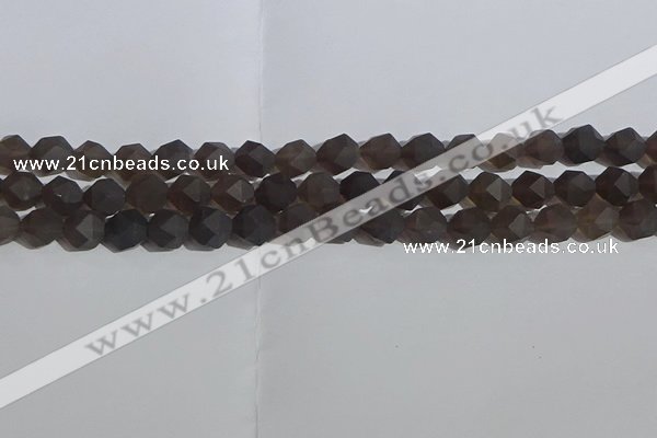 CSQ532 15.5 inches 8mm faceted nuggets matte smoky quartz beads