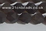 CSQ533 15.5 inches 10mm faceted nuggets matte smoky quartz beads