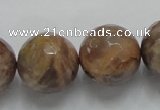 CSS102 15.5 inches 20mm faceted round natural sunstone beads wholesale