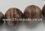 CSS103 15.5 inches 22mm faceted round natural sunstone beads wholesale