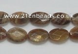 CSS107 15.5 inches 10*14mm faceted oval natural sunstone beads wholesale