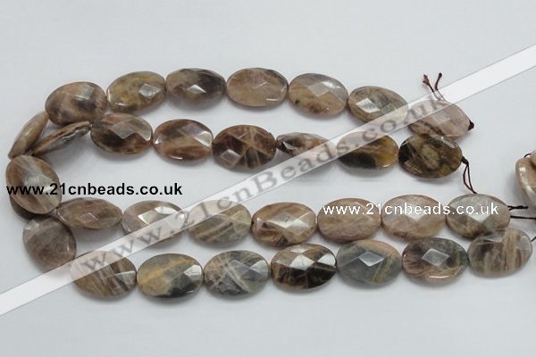 CSS108 15.5 inches 18*25mm faceted oval natural sunstone beads wholesale